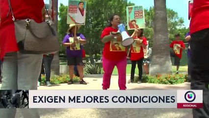 Empleados de limpieza en San Diego exigen mejores condiciones laborales