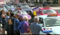 Protestan taxistas en Wsahington D.C.