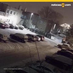 CHOCA 5 AUTOS DENTRO DE UN ESTACIONAMIENTO EN MEDIO DE LA NIEVE