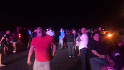 Familias en inundaciones en Mercedes, Texas