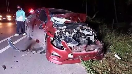 เก๋งมองไม่เห็น..ขับชนควายท้องได้รับบาดเจ็บตรวจสอบในรถผู้ได้รับบาดเจ็บก็ท้อง(มีคลิป)