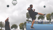 'French athlete makes ball go through 2 hoops in OUTSTANDING trick shot attempt'
