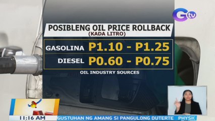 Rollback sa presyo ng produktong petrolyo, posible ngayong linggo | BT