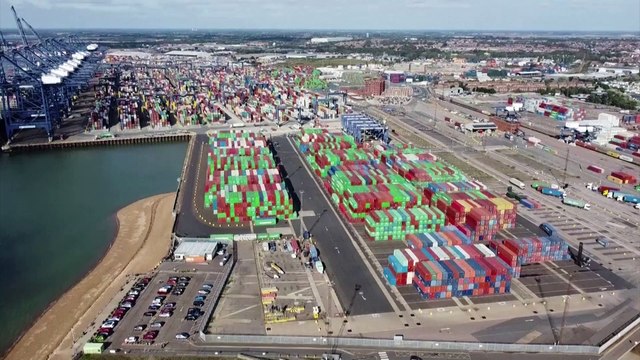 Shipping containers stack up at UK ports as as supply chain crisis deepens