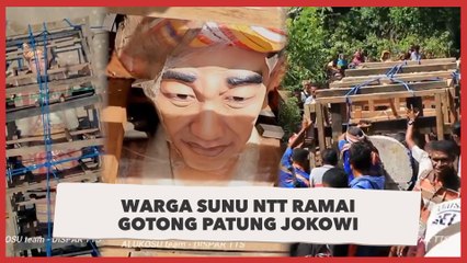 Haru! Warga NTT Gotong Royong Angkut Patung Jokowi ke Atas Bukit
