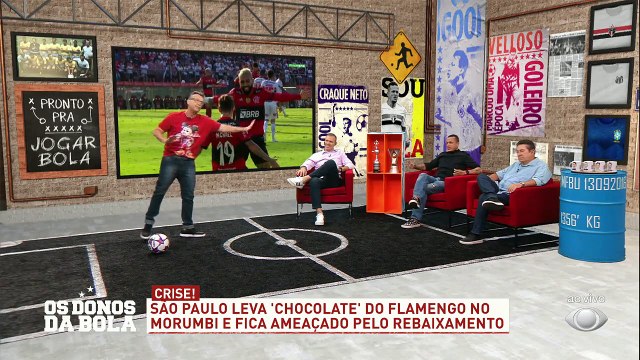 Segundo o comentarista Souza, a goleada do Flamengo sobre o São Paulo só não foi maior por conta que o time carioca teve DÓ do Tricolor... É isso mesmo???#OsDonosDaBola