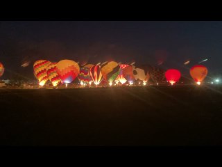 Hot Air Balloons Light up the Night Sky