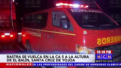 Se reporta volcamiento de una rastra en Santa Cruz de Yojoa
