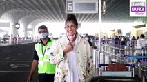 Kubbra Sait flaunts her jacket look at Mumbai airport