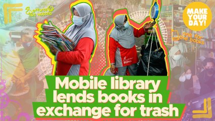 Mobile library lends books in exchange for trash | Make Your Day