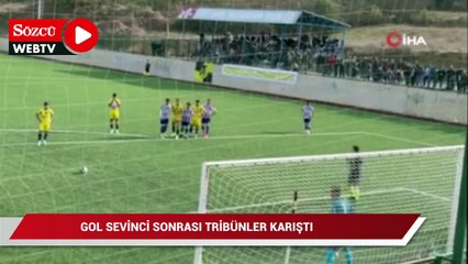 Gol sevinci sonrası tribünler karıştı