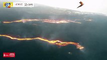 El recorrido de las coladas de lava del volcán de Cumbre Vieja a vista de dron