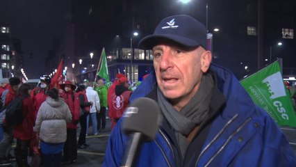 Action de blocage des syndicats policiers à Bruxelles - interview de Vincent Gilles, SLFP