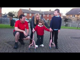 Paige Stewart learns to walk