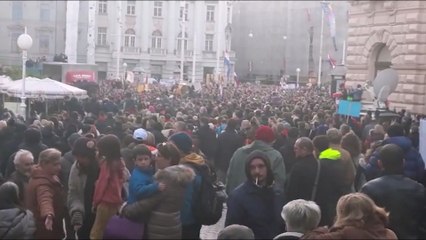 Covid, Croazia: manifestazione dei No Vax a Zagabria