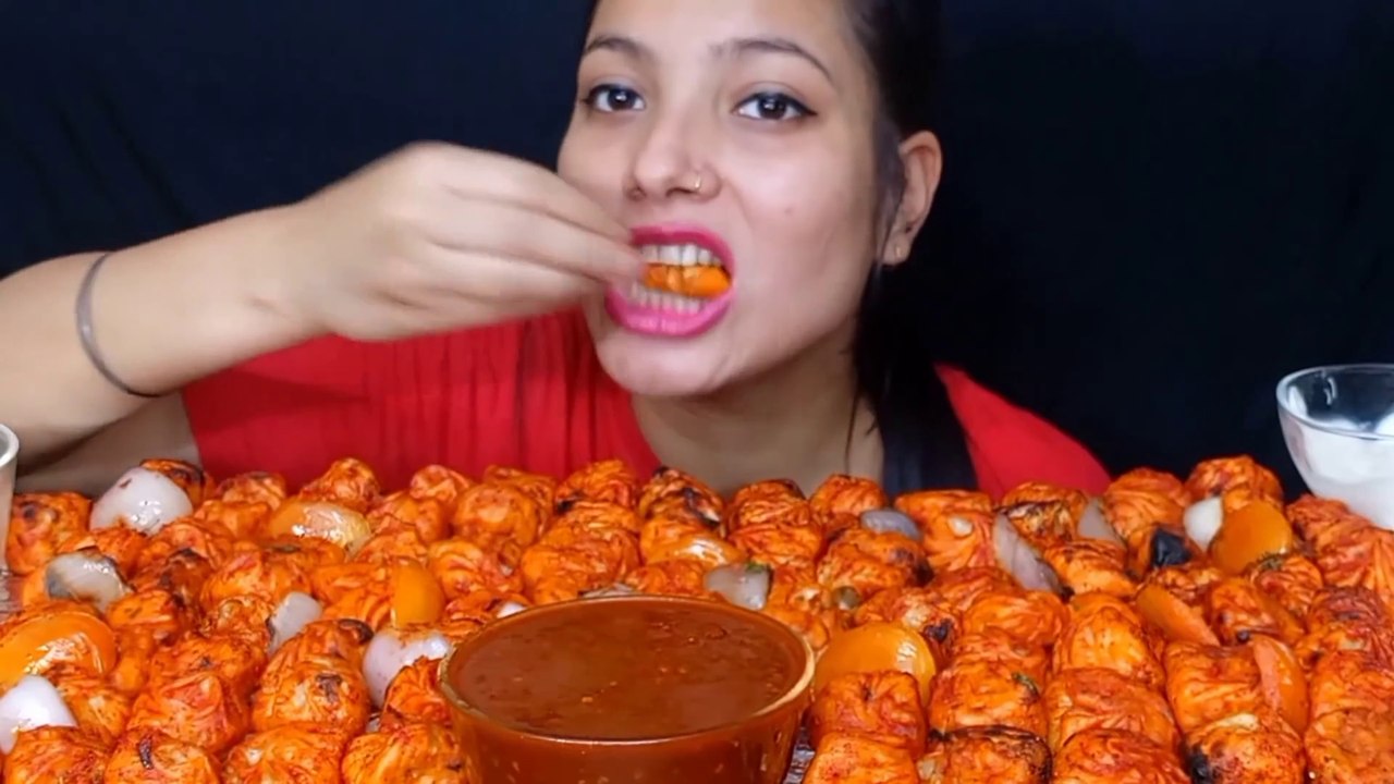 Asmr Eating spicy 100 Tandoori Momo Challenge   Crazy Food Challenge   Eating Challenge   Food Challenge