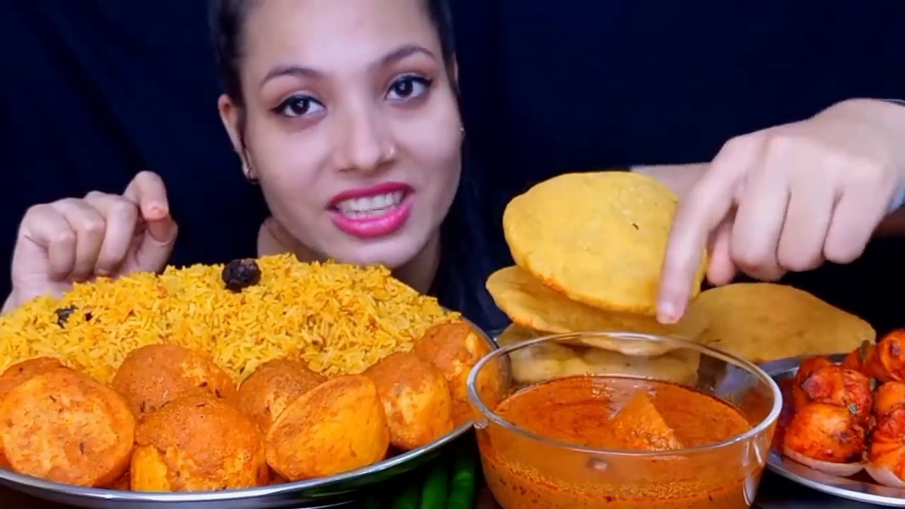 Eating Spicy  Dum Aloo, Pulao, Masala Puri, Tandoori Momo   Huge Indian Food Feast Mukbang | FoodieJD