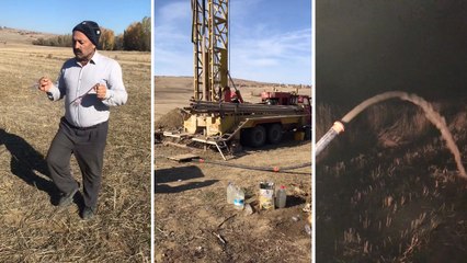 Elindeki Çubuklarla Yerin Altındaki Suyu Hisseden Dayının İşaret Ettiği Yerden Su Çıktı