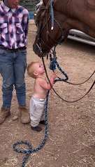15-Month-Old Loving on His Horse Blake