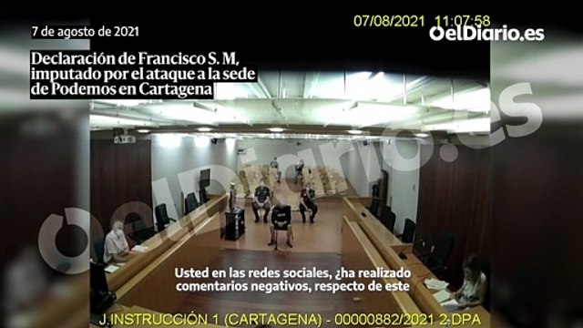 Francisco S. M, imputado por el ataque a la sede de Podemos en Cartagena, comparece ante la jueza el 7 de agosto de 2021