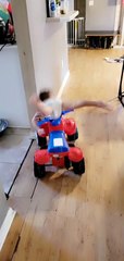 Toddler Topples Over Trying to Ride