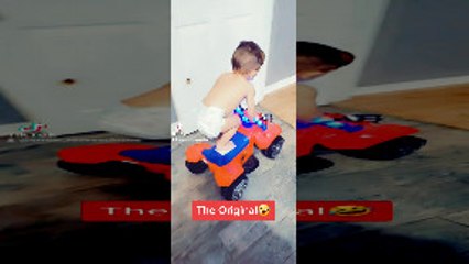 Toddler Topples Over Trying to Ride