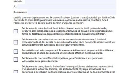 Une nouvelle attestation de déplacement est désormais disponible