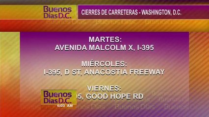 Cierre de carreteras en Washington D.C.