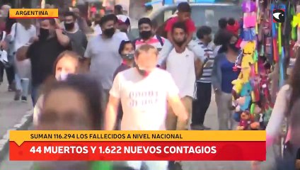 Hubo 44 muertos y 1.622 nuevos contagios de coronavirus en Argentina