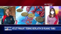 Atlet Bocah Berprestasi Latihan Panjat Tebing di Ruang Tamu