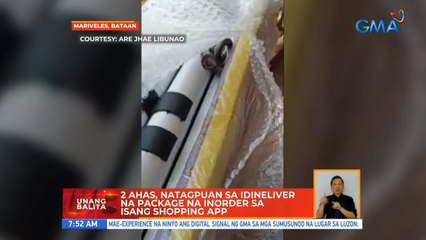 2 ahas, natagpuan sa idineliver  na package na inorder sa isang shopping app | UB