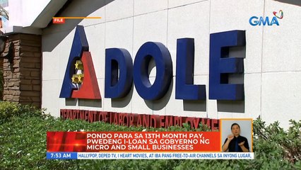 Pondo para sa 13th month pay, pwedeng i-loan sa gobyerno ng micro and small businesses | UB