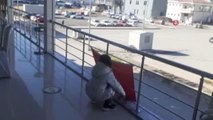 Küçük kızın duygulandıran bayrak sevgisi: Ters dönen Türk bayrağını önce düzeltti sonra öpüp alnına koydu
