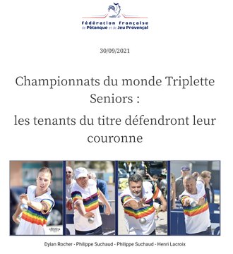 Championnats du Monde Triplettes Seniors - Santa Susanna