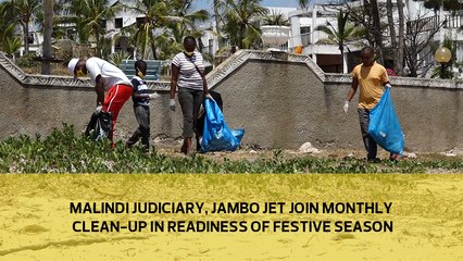 Malindi judiciary and Jambo Jet join monthly clean up in readiness of festive season