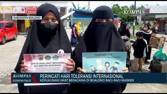 Peringati Hari Toleransi Internasional,Kerukunan Umat Beragama Di Boalemo Bagi-Bagi Masker