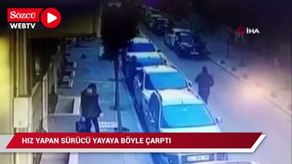 Hız yaptığı iddia edilen sürücü yayaya çarptı: Kaza anı kamerada