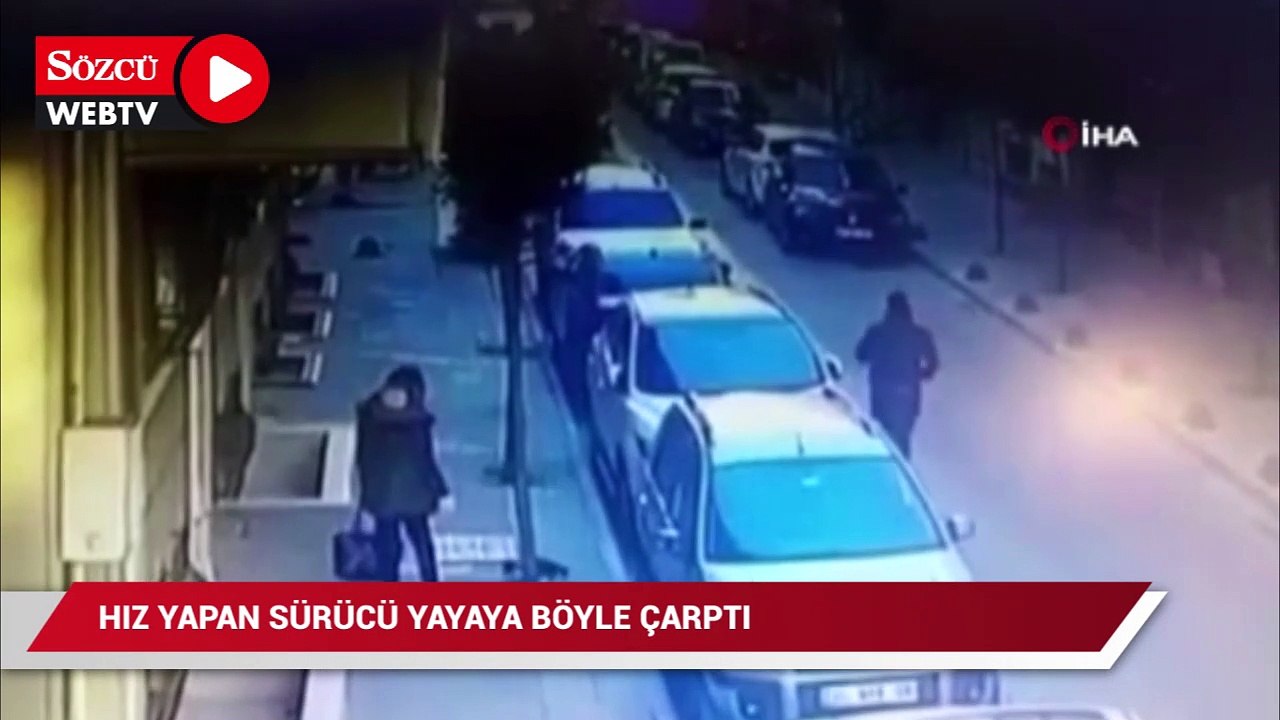 Hız yaptığı iddia edilen sürücü yayaya çarptı: Kaza anı kamerada