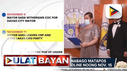 Takbo ng pulitika, nabago matapos ang substitution deadline noong Nov. 15; Pres. Duterte, unang pangulong tatakbo sa pagkasenador sa susunod na eleksyon ayon naman sa isang political analyst