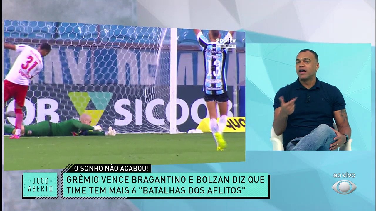 MAIS SEIS BATALHAS DOS AFLITOS! Grêmio venceu por 3 a 0 o Bragantino e ainda sonha com uma recuperação para se livrar do rebaixamento. E o presidente Romildo Bolzan disse: "temos mais 6 batalhas dos aflitos". #JogoAberto