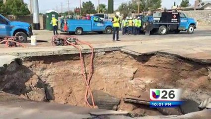 Se hunde el pavimento en la avenida George Dieter