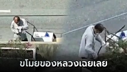 แบบนี้ก็ได้เหรอ ! ลุงขโมยของงัดเหล็กริมถนน กลางวันแสก ๆ ก่อนใส่รถเข็นสุดชิล
