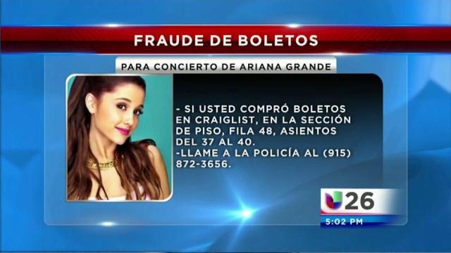 Fraude con boletos de concierto de Ariana Grande