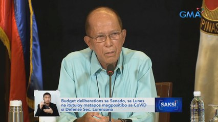 Budget deliberations sa Senado, sa Lunes na itutuloy matapos magpositibo sa CoViD si Defense Sec. Lorenzana | Saksi
