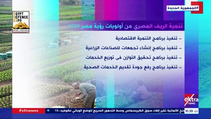 إكسترا نيوز تسلط الضوء على جهود الدولة لتنمية الريف المصرى ضمن رؤية مصر 2030