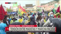 Asamblea de la Paceñidad marcha a pesar de la lluvia y en medio de tensión con organizaciones afines al MAS