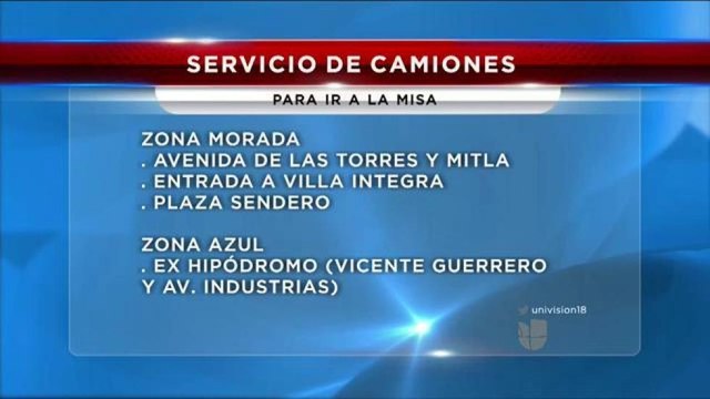 Detalles de calles que debe agarrar dependiendo el color de su boleto para la misa papal