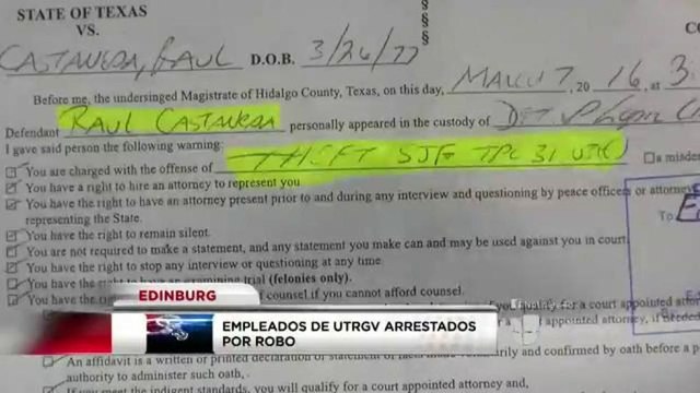 Empleados de UTRGV son arrestados por robo