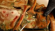 How a moldy leather bag is deep cleaned