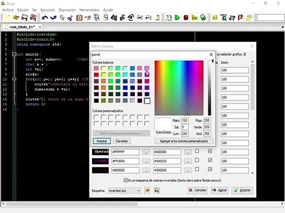 CAMBIAR COLOR DE FONDO DEL IDE ZINJAI